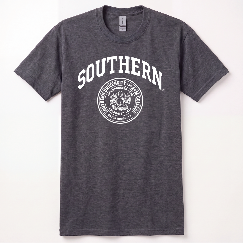 Heather Gray Southern University Unisex T-Shirt with White Official Southern University Crest