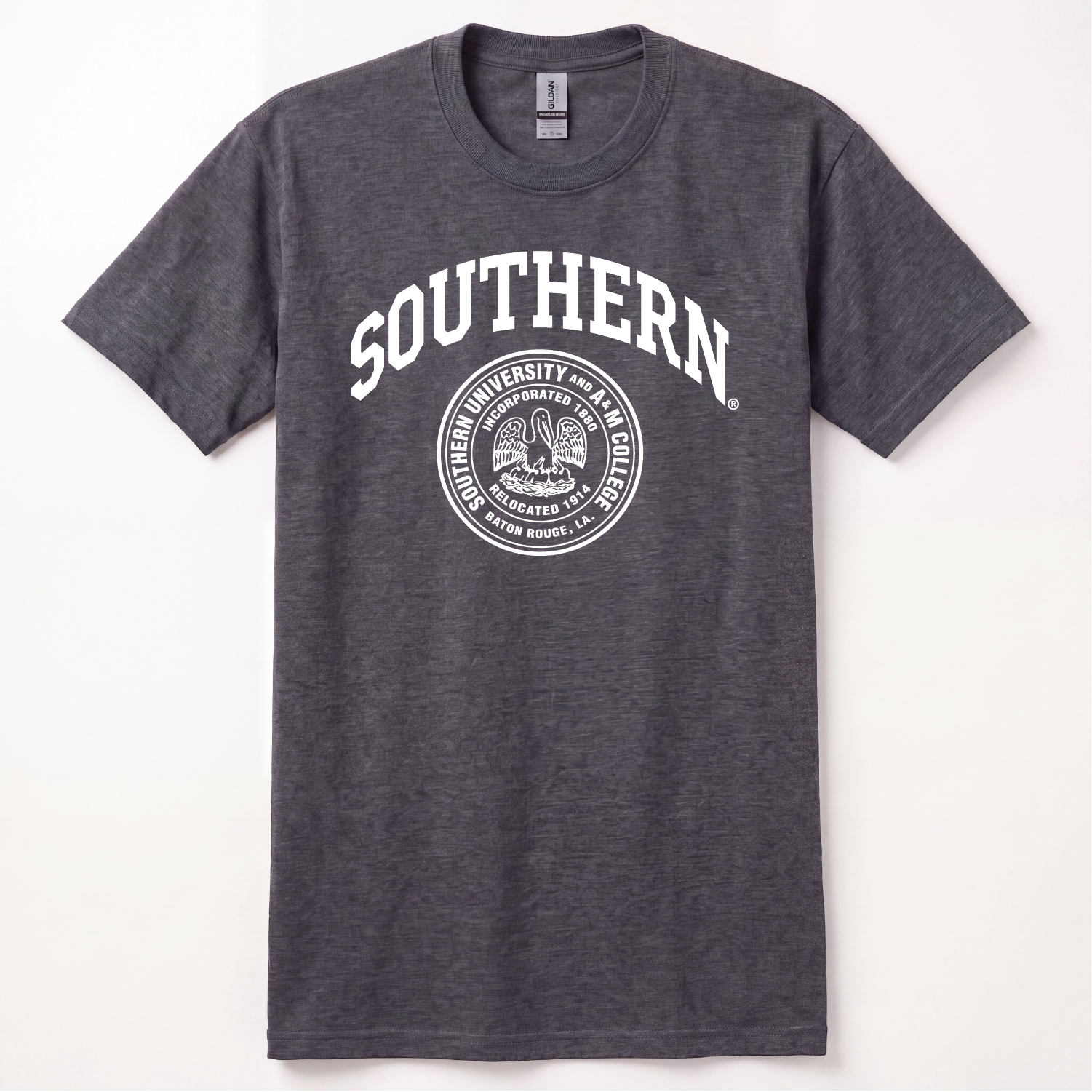 Heather Gray Southern University Unisex T-Shirt with White Official Southern University Crest