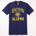 Navy Southern University Alumni Unisex T-Shirt with Official White & Gold Southern University Jaguar Logo 