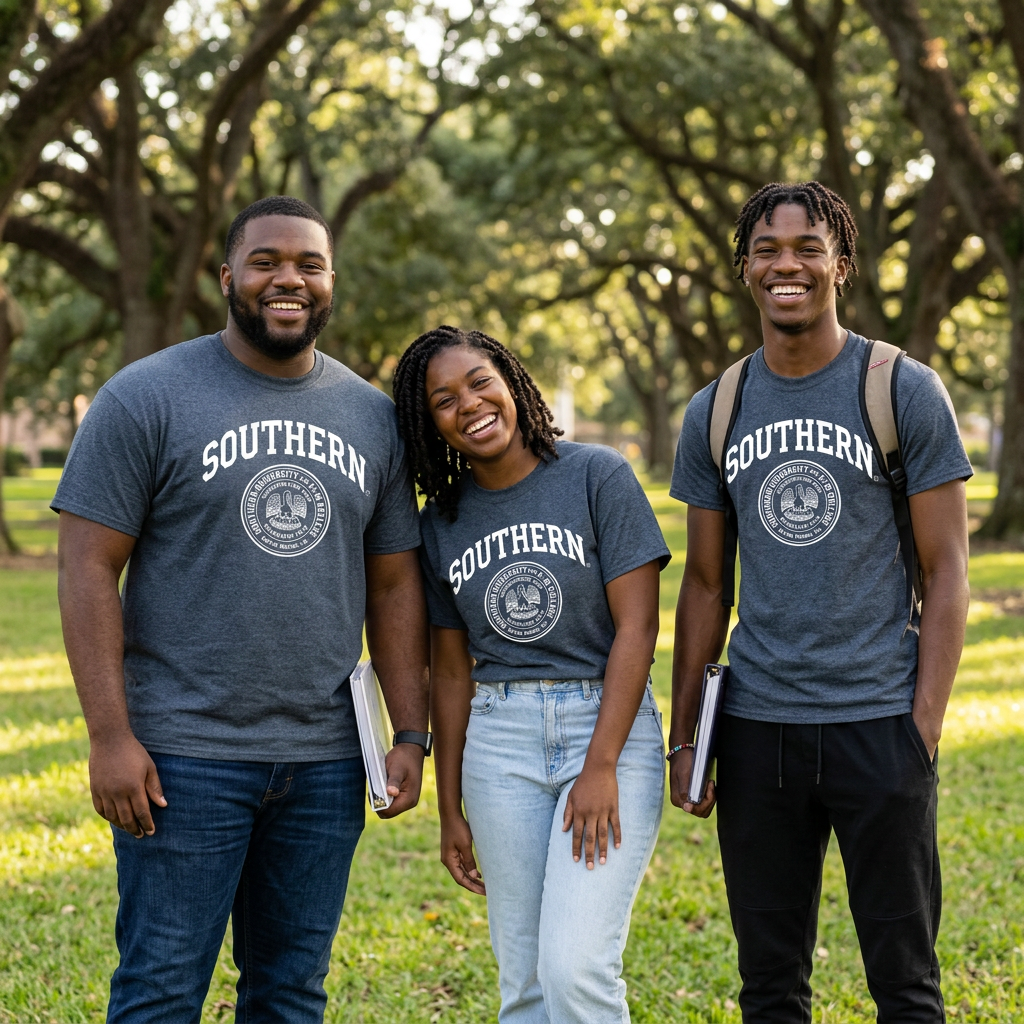 Heather Gray Southern University Unisex T-Shirt with White Official Southern University Crest